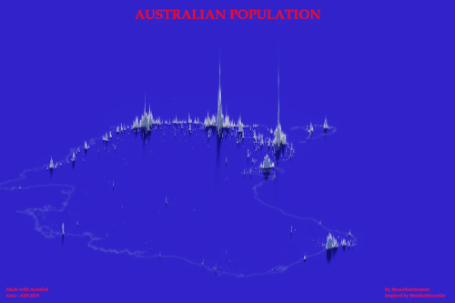 australia population with borders view west